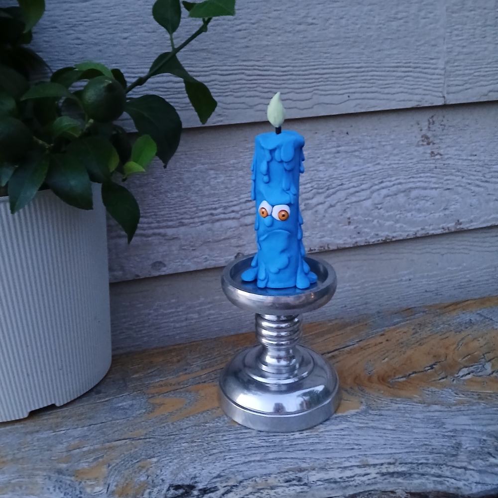 Blue Decorative Candle with Silver Holder - Picture 7 of 7